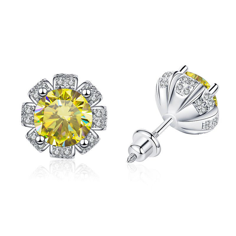 925 plata esterlina moissan piedra pendientes mujeres nuevos pendientes de ocho puntas simple pendientes de alta sensación chapado en oro pt950 al por mayor