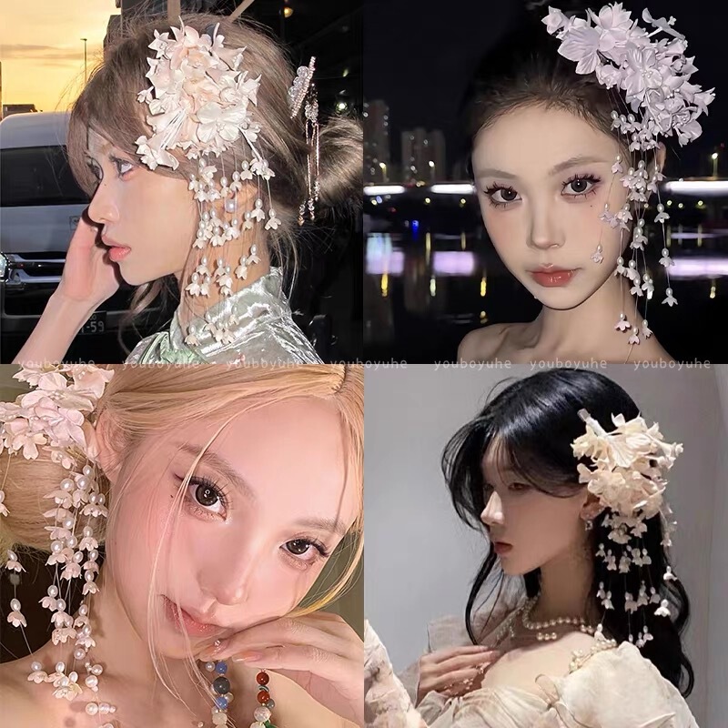 Super Fairy Lily of the Valley Flower Tassel Side Hairpin Female Princess Hair Accessories 2025 New Han Dynasty High-End Flower Headdress Super Fairy Lily of the Valley Flower Tassel Side Hairpin Female Princess Hair Accessories 2025 New Han Dynasty High-End Flower Headdress