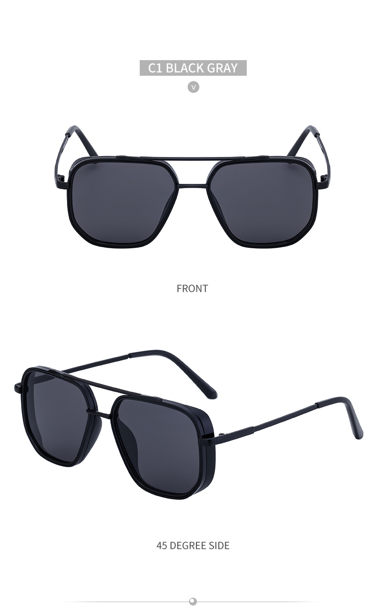 Lunettes de soleil polyvalentes décontractées et polyvalentes, Style Punk européen et américain pour hommes, boîte rétro, nouvelle tendance 2024_voghion.com
