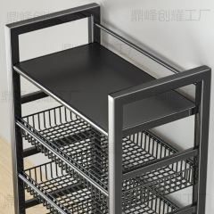 厨房置物架落地多层家用微波炉架子蔬菜收纳架烤箱架储物架带轮子