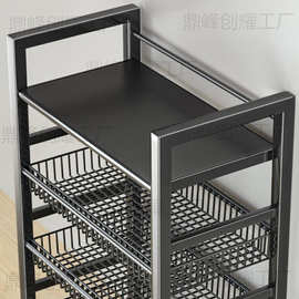 厨房置物架落地多层家用微波炉架子蔬菜收纳架烤箱架储物架带轮子