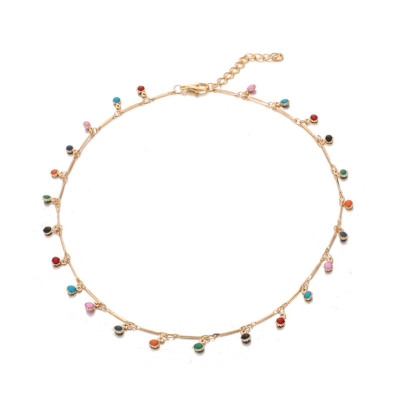 Daily Occasion Alloy Material Simple Style Round Alloy Inlay Zircon Women's Necklace