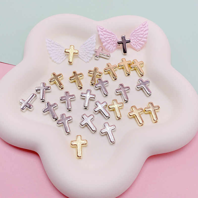 Ins style silver cross accessories diy handmade beaded card set decoration material color three-dimensional cross accessories