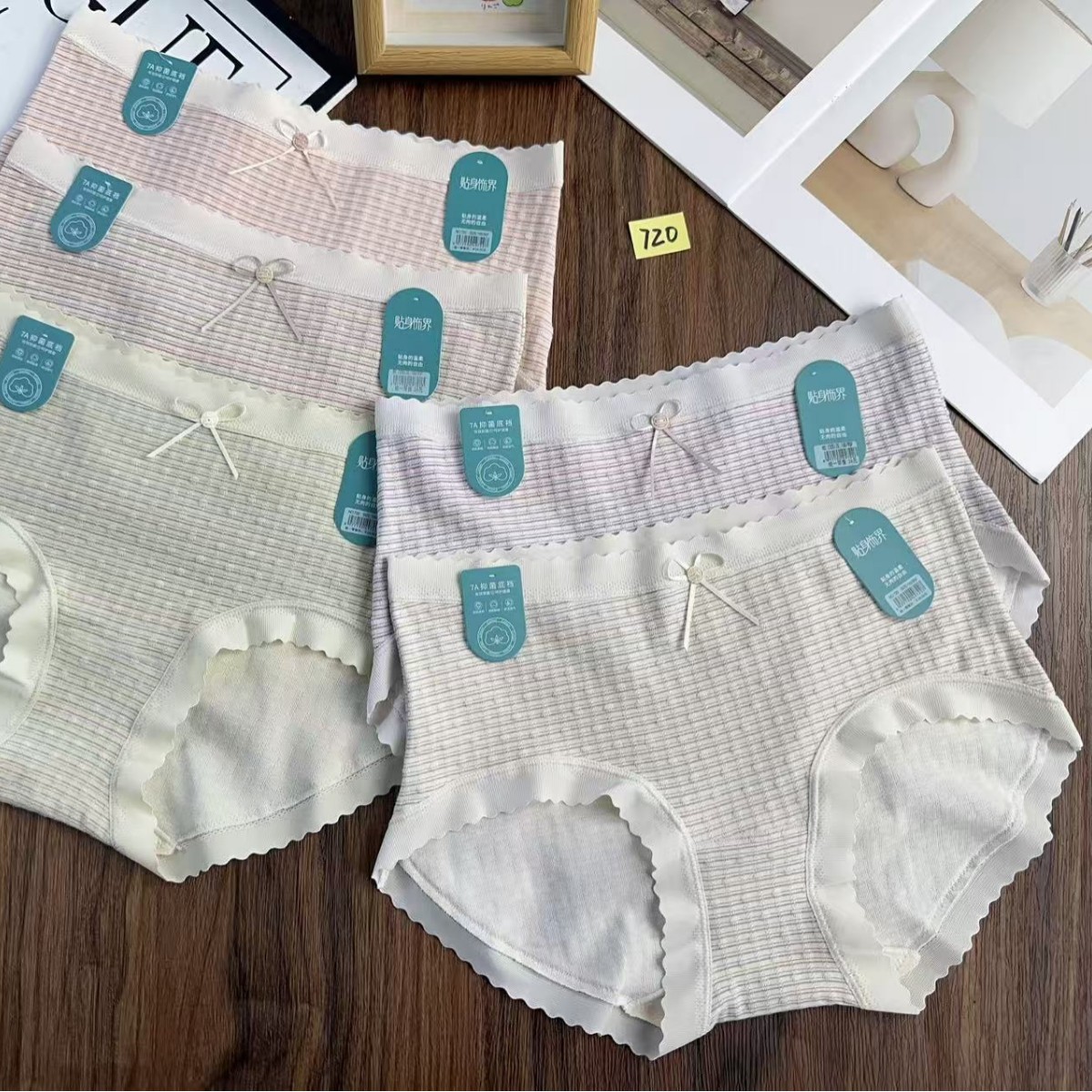 720#95% jacquard cotton comfortable and sweet striped salt underwear…