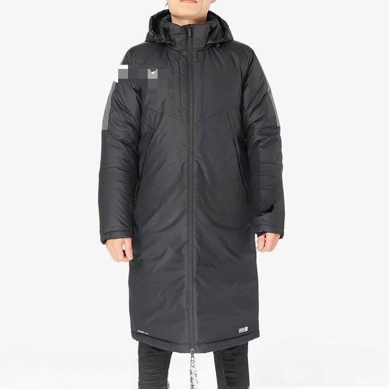 New winter training coat for sports, long over-the-knee, thickened, windproof, warm, waterproof, down-padded jacket