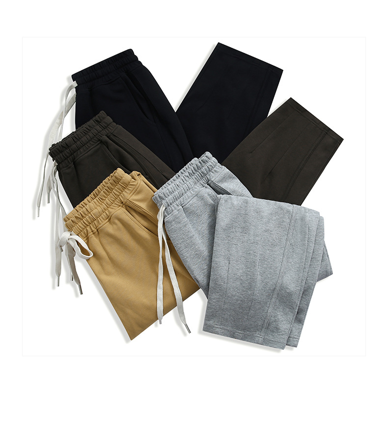 登爵男装双面棉拖地悬垂高级感裤子纯色直筒休闲卫裤阔腿长裤 (