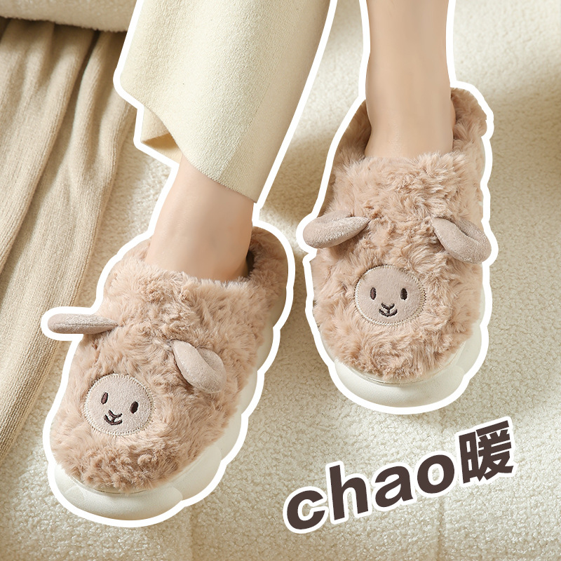 Pantuflas de algodón para mujer, pantuflas de felpa para interiores de invierno, pantuflas para parejas 2023, calzado para exteriores para hombre, gruesas y cálidas para otoño e invierno.