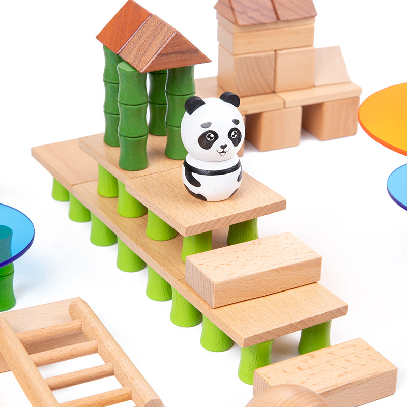 Juguetes de bambú estilo nacional juguetes de puzzle para niños desarrollo de inteligencia de bloques de construcción de puzzle panda juguetes de puzzle al por mayor