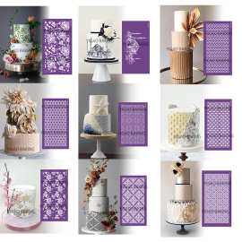 跨境复古花纹布纹模 几何形状翻糖蛋糕烘焙工具 花草围边印花模具