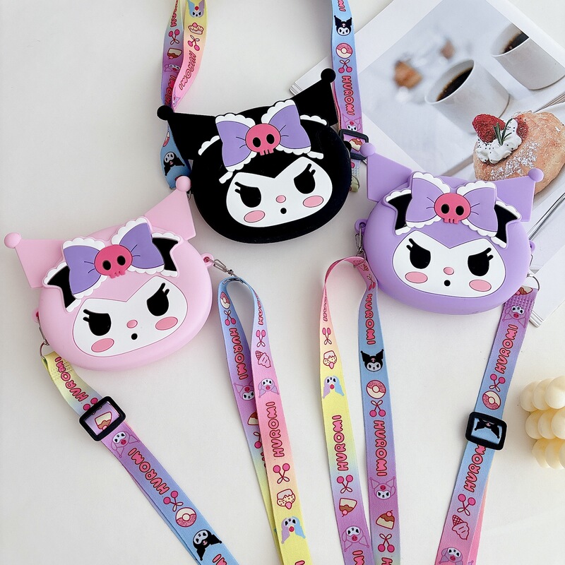 Cross-Border Cartoon Kuromi Silicone Coin Purse Women's Outdoor Travel Bag Cute Women's Crossbody Bag Direct from Manufacturer