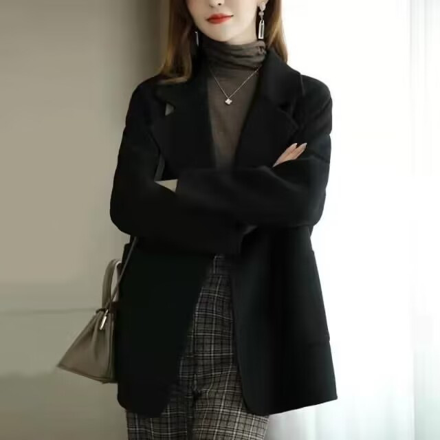 仿毛呢大衣女装2025秋冬季新款时尚显气质休闲厚款高端百搭外套潮|undefined