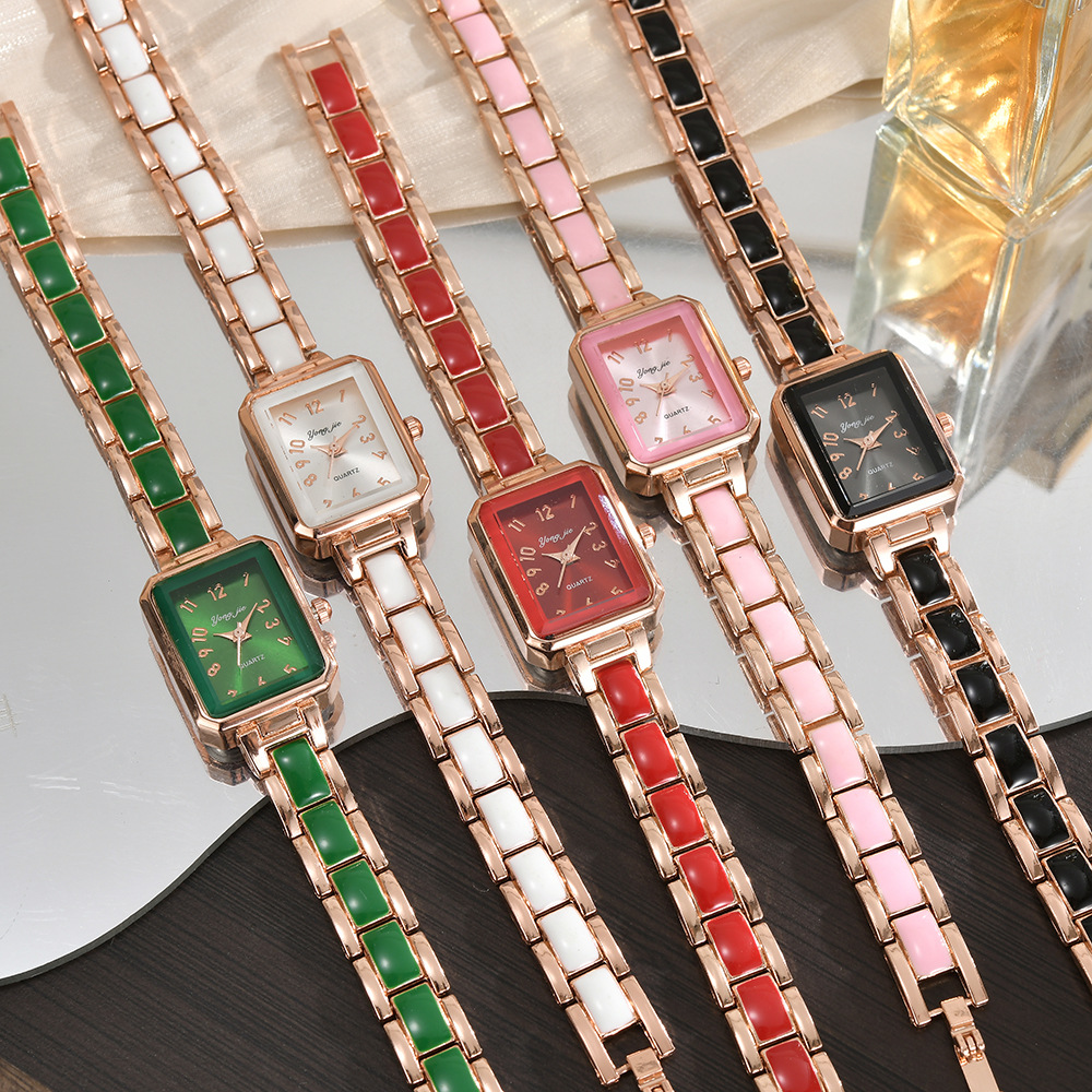 外贸新款数字表女学生时尚潮流韩版饰品仿陶瓷手链式钢带气质女士