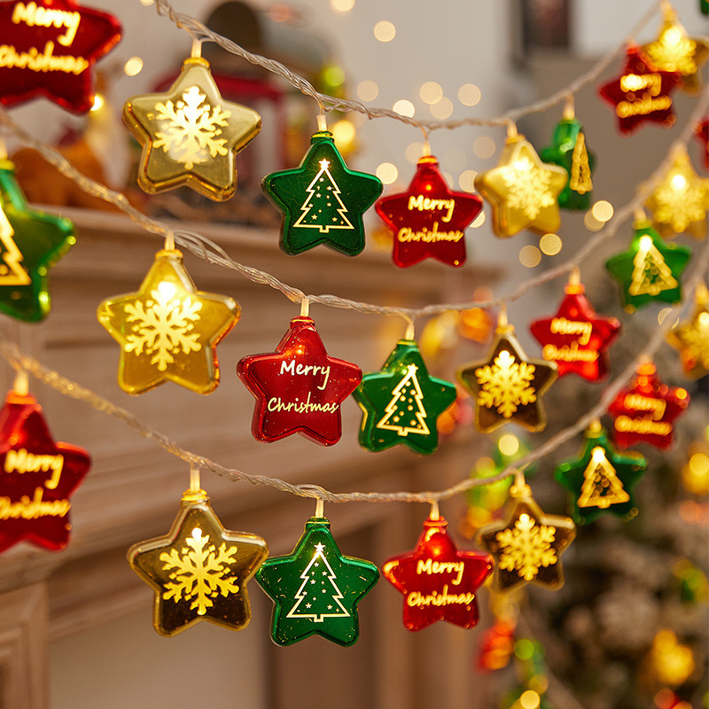 Decoraciones de Navidad cromadas árbol de Navidad pequeñas cadenas de luces de color creativas ventanas colgantes atmósfera lámpara de diseño galvanizado