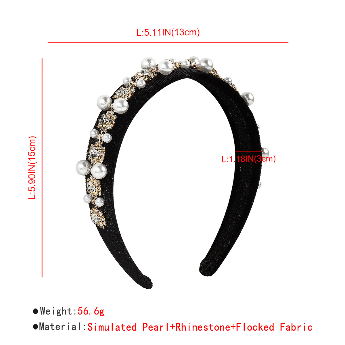 Glam Geometric Cloth Inlay Artificial Pearls Rhinestones Hair Band display picture 1