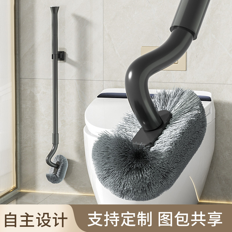 Toilet Brush Long Handle Brush New Bathroom Cleaning Brush Plastic Toilet Soft Bristle Brush Toilet Brush Ready for Delivery Bracket
