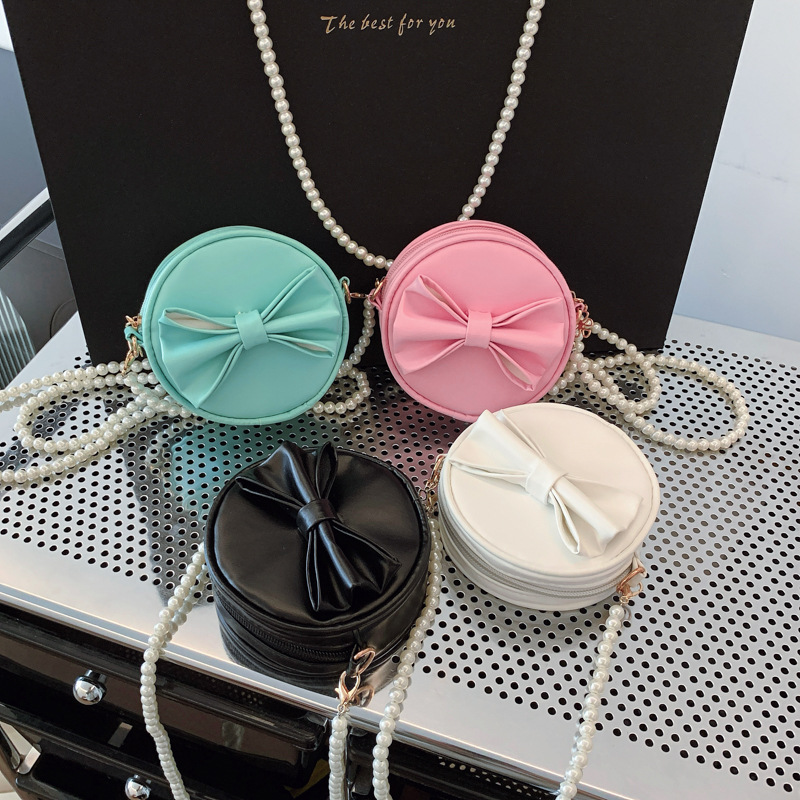 Hermosa bolsa de hombro para niñas, mini cadena de perlas, bolsos para bebés, nuevos bolsos para niños