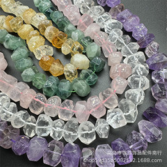 天然水晶随型切断面有孔大粒diyアクセサリーブレスレット部品半製品天然石散珠