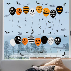 Halloween decoration sticker balloons face glass window sticker wall art festival atmosphere arrangement static cling window stickers