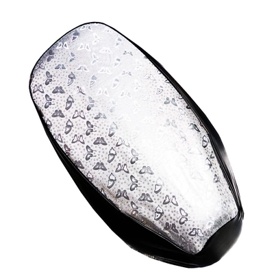 Electric Car Cushion Cover Waterproof: Motorcycle cushion - silver-butterfly-surface-single-layer-leather-large-size-61-65