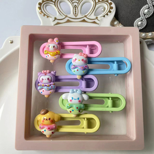 New Korean-style seamless alloy duckbill clip children's hair clip gift box cartoon U-shaped clip non-damaging hair accessories set