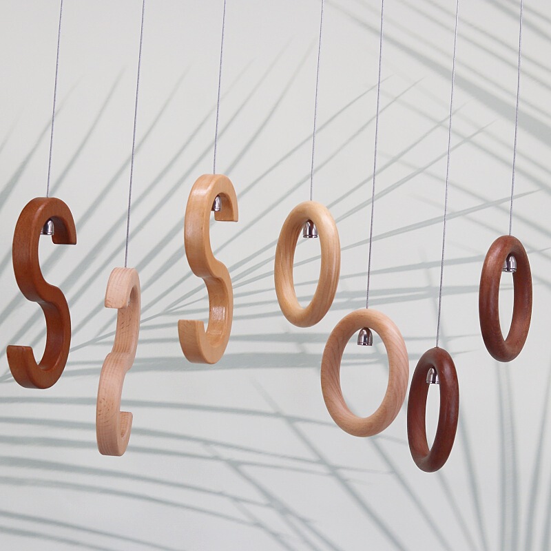 Wooden Ring Hanging Hanger Women's Clothing Display Ceiling Display Rack Clothing Rack Simple Internet Celebrant Wire Rope Hanging Rings Spot