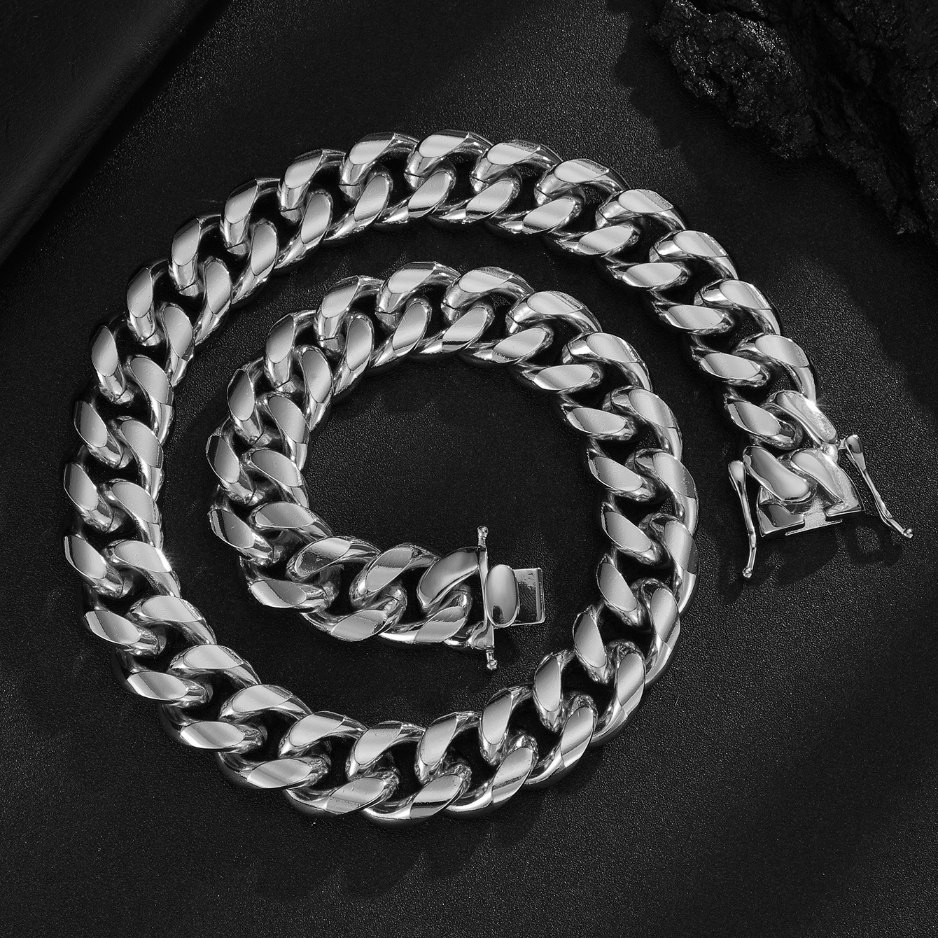 Hombre hip hop europeo y americano 6 - 22 mm de acero inoxidable de varios tamaños, molienda redonda, cabeza de dragón encriptada, collar de pulsera cubana