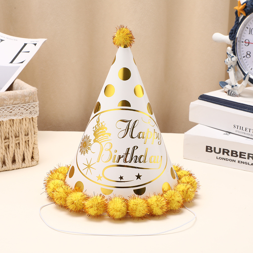 comercio exterior cumpleaños sombrero sombrero de papel estampado sombrero de plumper fiesta vestir atmósfera vestir sombrero de punta fábrica al por mayor