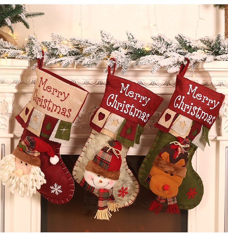 Christmas Fashion Santa Claus Snowman Elk Cloth Banquet Christmas Socks 1 Piece display picture 1