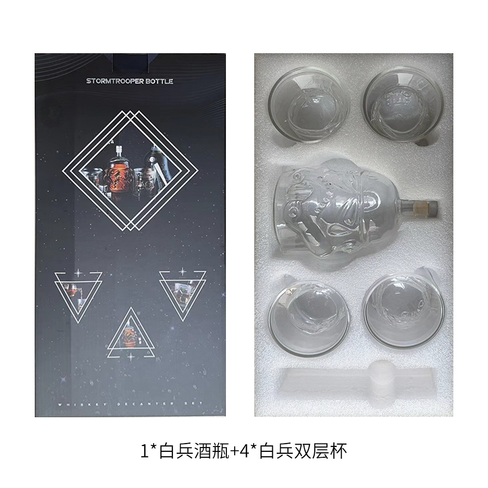 Olla de vino de vidrio resistente al frío resistente al calor de borosilicato Star Wars botella de vino de vidrio de soldado blanco fabricante de licor de decantador creativo