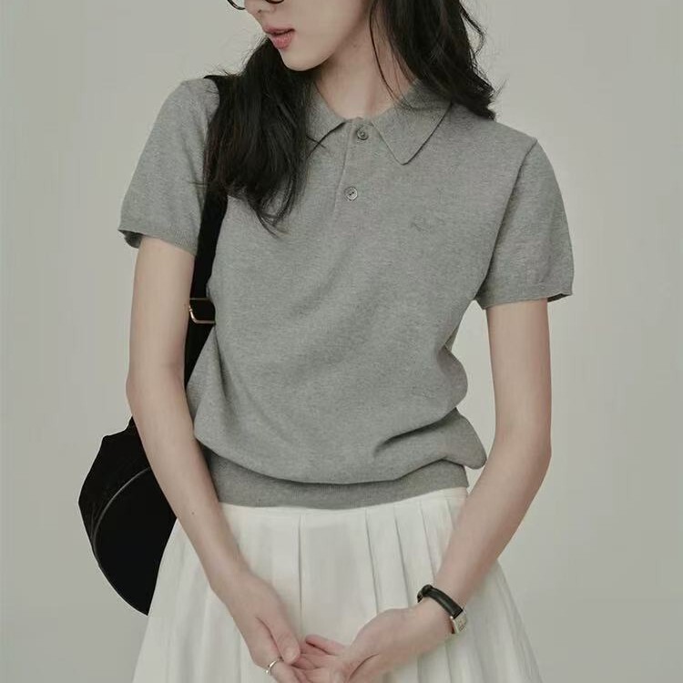 Classic 2.0 2026 Knitted Intellectual Artistic Summer Retro Short Sleeve Polo Shirt