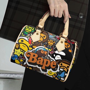 Tiktokͬ��Գ��Bape�D��ӡ��PU������Խ����u��ߴ�Ůʿ���^��