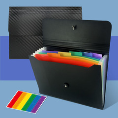 Amazon 7-Grid Colorful PP Accordion Bag Rainbow Accordion Folder Amazon Office Supplies Document Holder
