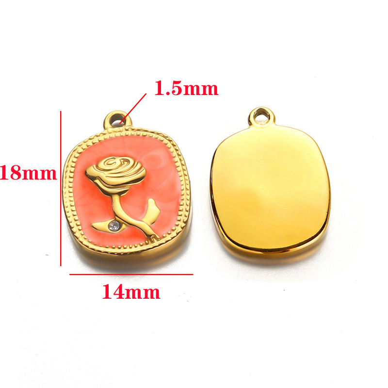 ステンレス鋼ローズペンダント長方形ペンダントダイヤモンド IY ジュエリーマッチングアクセサリーペンダントブレスレットネックレスペンダント|undefined