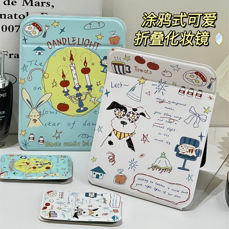 Nuevo espejo de escritorio de alto valor, anticaídas, todo incluido, espejo pequeño con espejo de maquillaje, espejo plegable para viajes