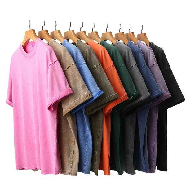 Pure Cotton Heavyweight Washed Vintage Short-Sleeve T-Shirt American Style Export All-Cotton Retro Loose Oversize T-Shirt Short-Sleeve