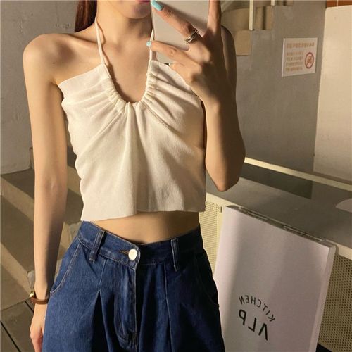 Pure lust style tube top halter neck camisole female hottie strappy top summer new sexy bottoming sleeveless top