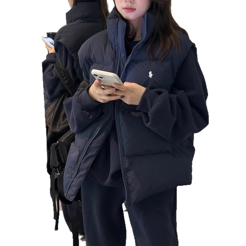 韩系时尚百搭棉服马甲女2025冬季新款叠穿坎肩立领背心外套上衣女|undefined