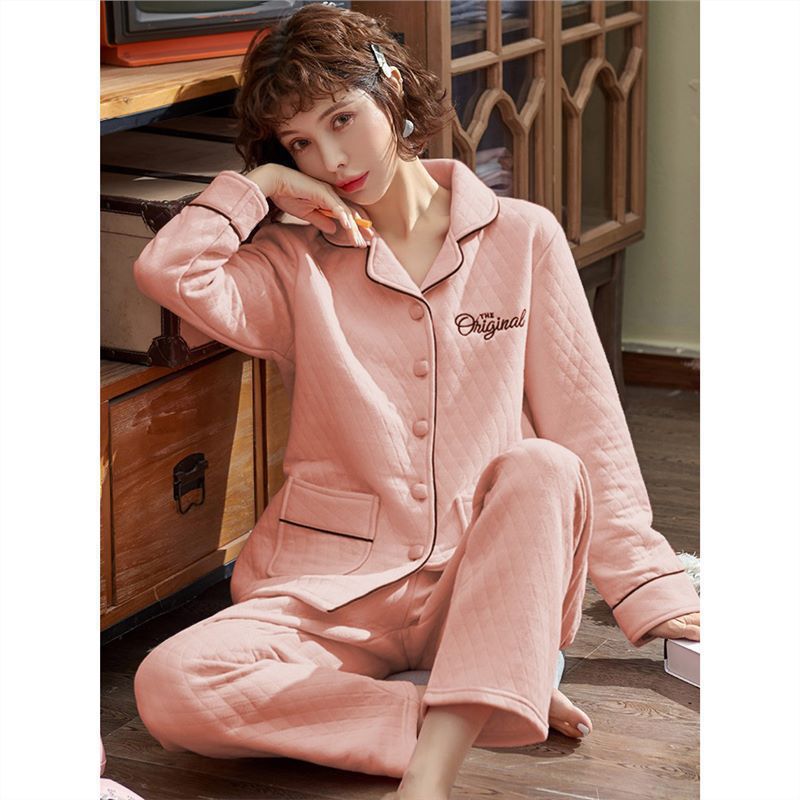 100% algodón acolchado pijamas de las mujeres Otoño e Invierno de tres capas de aire fino 2023 nuevo homewear engrosada de las mujeres