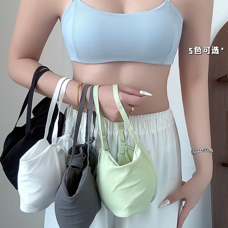夏季冰丝少女抹胸吊带背心防走光舒适透气聚拢无痕带胸垫美背内衣