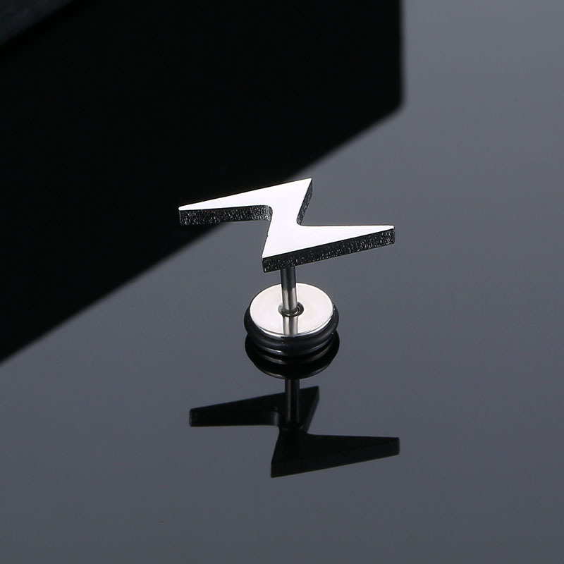 1 Pair Fashion Lightning Stainless Steel Plating Unisex Ear Studs