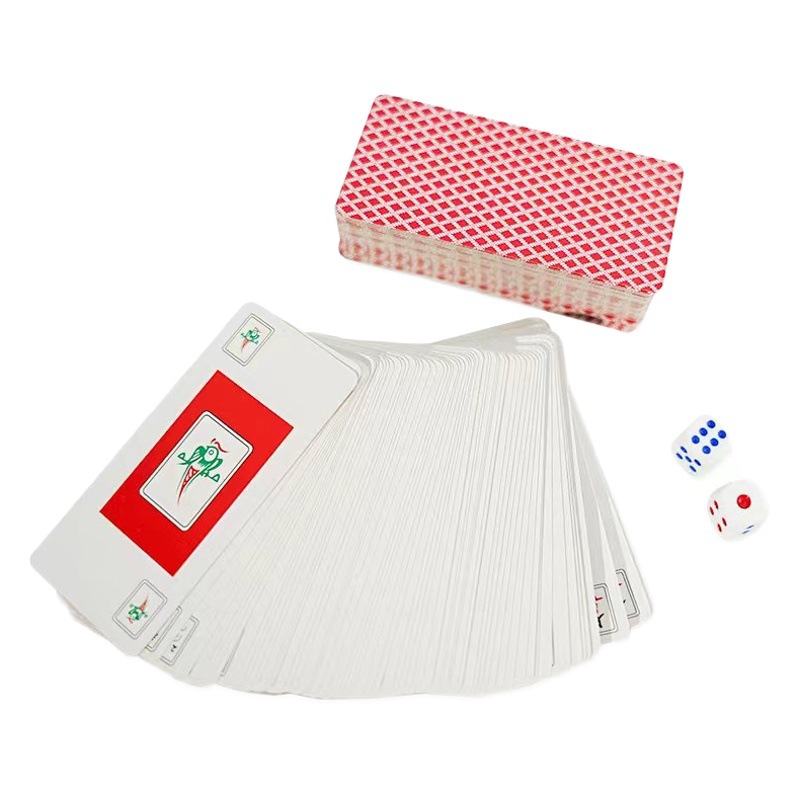 148 Mahjong Playing Cards, Free Dice, Paper Mahjong Playing Cards, Travel Narrow Version, Portable Soft Mahjong