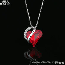 s925纯银爱心项链时尚跨境国外流行锁骨链七夕情人节送给女朋友