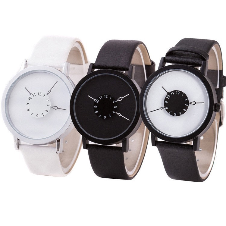 Personality Dial Watch Digital Scale Fashion Retro Black Dial Belt Quartz Wrist Watch Wholesale White