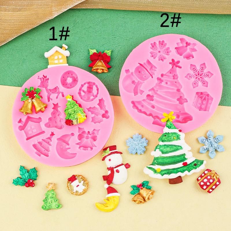 DIY TEMA DE Navidad árbol de Navidad muñeco de nieve copo de nieve fondant cake chocolate molde de silicona resina epoxi Caramelo Suave