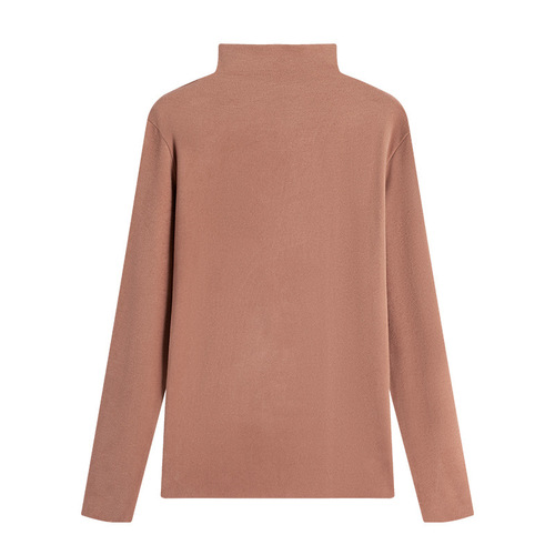 German velvet half turtleneck bottoming shirt, mid-collar tight-fitting warm top, autumn and winter autumn clothing for women, single-piece inner wear, seamless muscle base layer