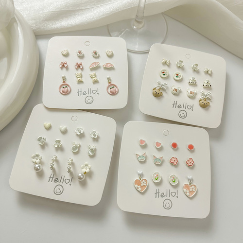 S925 sterling silver earring set for women  new style earrings daily versatile student small earrings