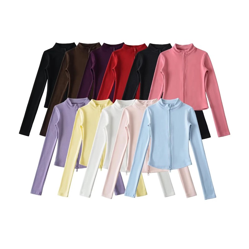 Yoga Fitness Double-Zip Cardigan Jacket for Women, Spring and Autumn, German Velvet, Waist-Cinching, Slim-Fit, Short, Versatile Sweatshirt Yoga Fitness Double-Zip Cardigan Jacket for Women, Spring and Autumn, German Velvet, Waist-Cinching, Slim-Fit, Short, Versatile Sweatshirt