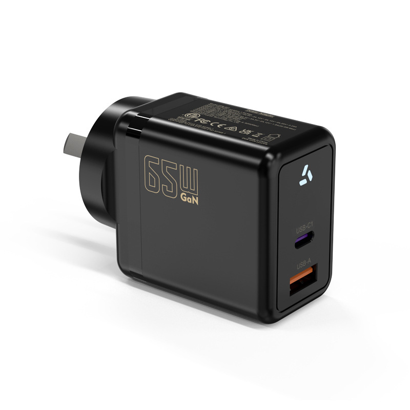Cabeza de carga de nitruro de gallio de 65W A + C puerto transfronterizo de carga rápida de teléfonos móviles portátiles tabletas PD