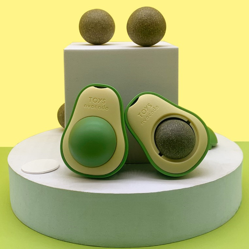 Internet-Famous Avocado Catnip Ball Fun Cat Toy for Self-Entertainment, Boredom-Relief Plastic Fruit Pet Supplies for Cats