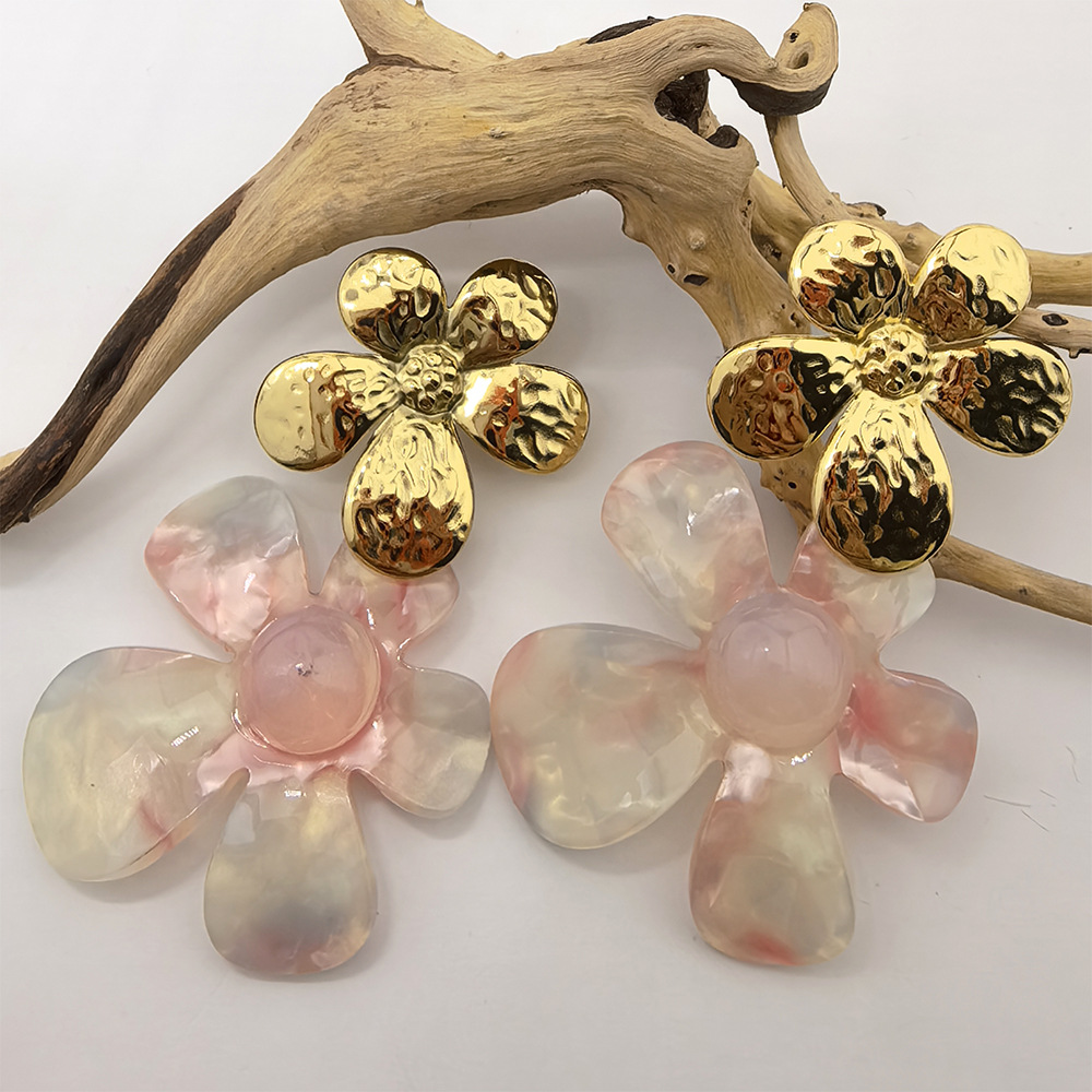 Holiday Occasion 1 Pair Cute Vacation Flower Plating 304 Stainless Steel Drop Earrings